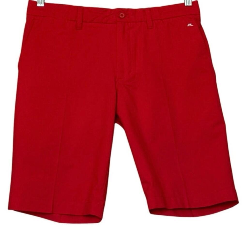 J. Lindeberg Men’s Tapered Light Poly Golf Shorts 11” Inseam Red Size 32 EUC